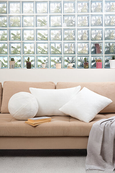 ASDİVA Διακοσμητικό κάλυμμα μαξιλαριού Puffy Plush Lamb Teddy με επιλογές μεγέθους Λευκό