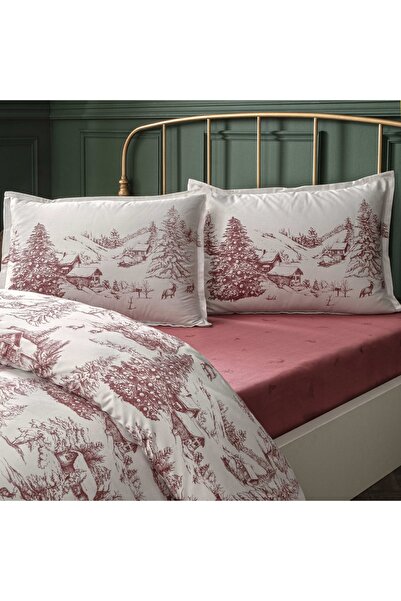 Linens Allday Chalet Cotton Satin Single Duvet Cover Set Burgundy