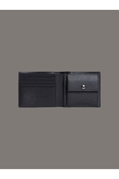Calvin Klein Black Men's Leather Wallet Matte Billfold W/Coin