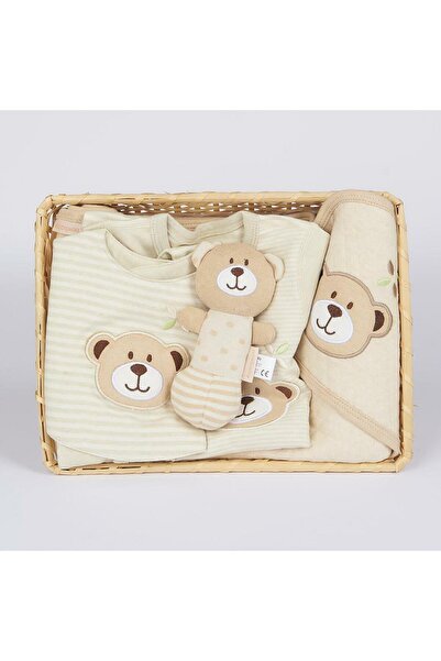 NEWBABY Подаръчен комплект от 5 части, Ново бебе, памук, гащеризон, лигавник,...