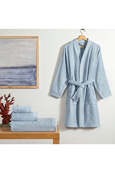 Linens Halat de baie confortabil din bambus S/M albastru