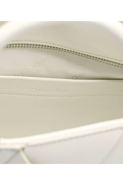 Calvin Klein Women's Short and Long Strap Wide Diamond Cut Beige Shoulder Bag K60K613176-67U