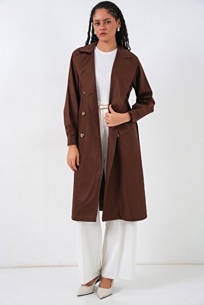 Bigdart 5853 Zweireihiger Trenchcoat mit Kragen – Braun