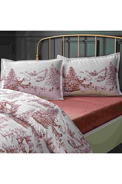 Linens Allday Chalet Cotton Satin Double Duvet Cover Set Burgundy