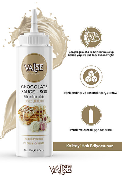 Valse Gerçek Beyaz Çikolatalı Sos (Glutensiz) 330 Gr Waffle & Pankek & Meyve & Kek & Tatlı & Dondurma