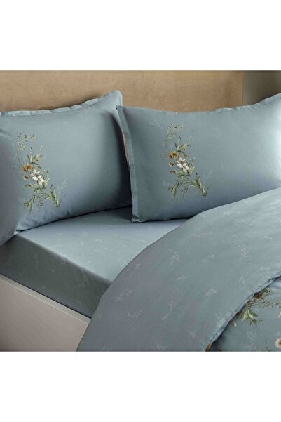 Linens Allday Luce Cotton Satin King Duvet Cover Set Blue