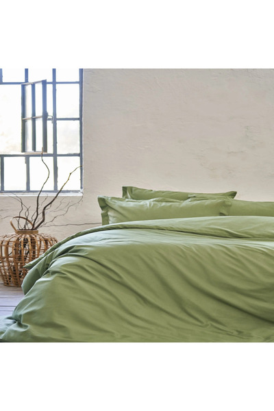 Linens Mix&Match Cotton Satin Single Duvet Cover Dark Green
