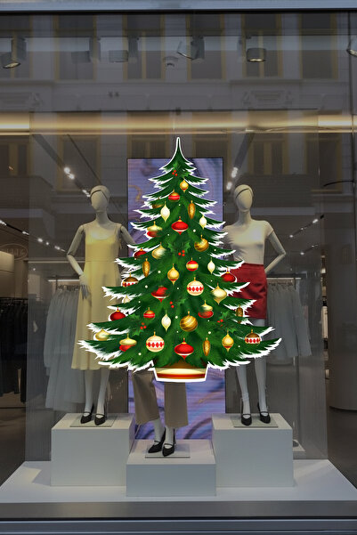 New Jargon Autocolant de sticlă de Crăciun cu brad, decorațiuni de Crăciun cu...