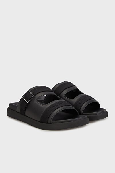 Calvin Klein Men's DOUBLE STRAP W/ BUCKLE LOGO Sandals