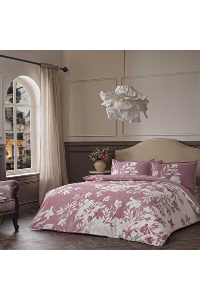 Linens Allday Pale Cotton Satin Double Duvet Cover Set Pink