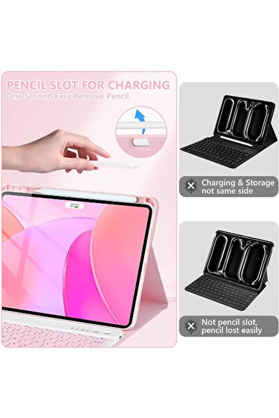 HYX Keyboard Case for iPad Pro 11-inch (M5/M4 2025/2024) - Detachable Magnetic Bluetooth, Light Pink
