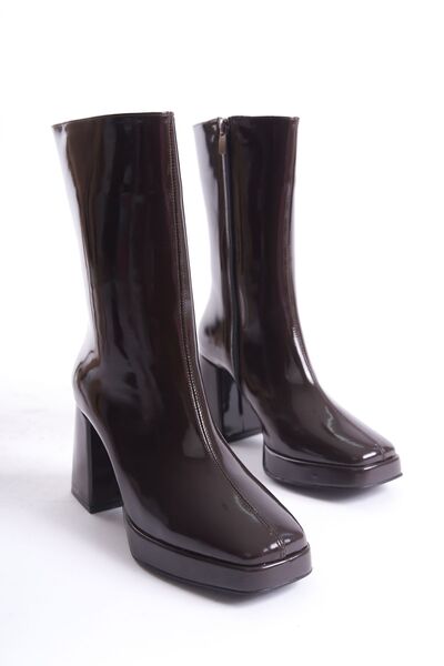 MARSEDO Kadın Küt Burun Platform Fermuarlı Kalın Topuklu Günlük Dreem