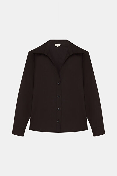 W Collection SİYAH JAKARLI KAÇIK YAKA GÖMLEK