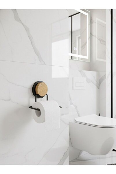 Okyanus Home حامل ورق مرحاض أسود منقوش من الخشب ماجيك فيكس ماجيك