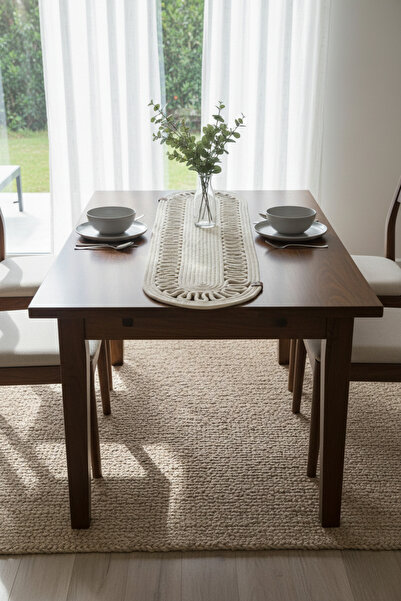 NEŞELİ HOME مفرش طاولة زخرفي بيضاوي من الجوت المنسوج بمظهر القش الكريمي 25×90...