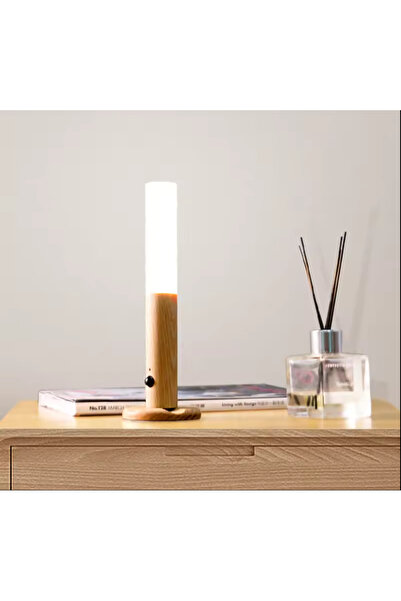 Generic مصباح خشبي داخلي يعمل بحساس حركة، مزود بمغناطيس، قابل لإعادة الشحن، قابل للإزالة، مثبت على الحائط ومحمول باليد