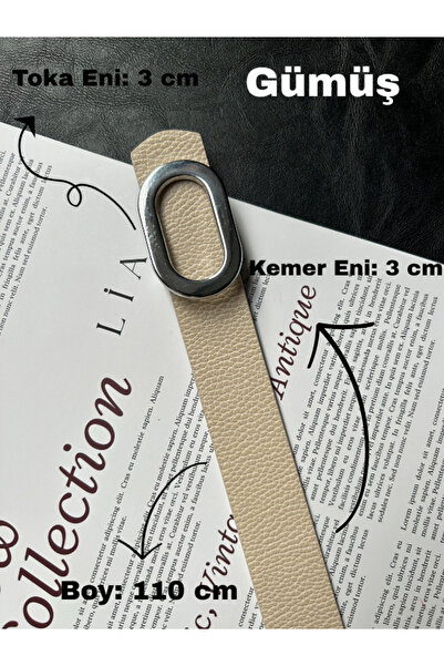 LİA KEMER 2-Pack Let O Letter Patterned Women's Silver Buckle Belt Coat Belt Dress Belt Trouser Belt