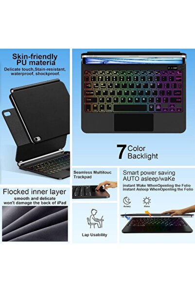 HYX Magic Keyboard Case for iPad 10th Gen (10.9-inch, 2022) & 11th Gen (A16, 2025) - Black
