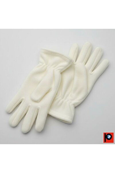 PAKER GİYİM Women's Ecru Winter Cold-Protective Soft Fleece Gloves