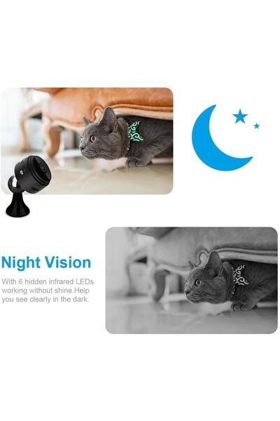 Generic كاميرا مراقبة صغيرة مع فيديو وصوت عالي الدقة، وواي فاي، ورؤية ليلية، وكشف الصوت المحيط.