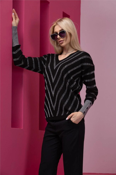 Moda Days Bluză de damă din tricot cu gât cu barcă lurex gri