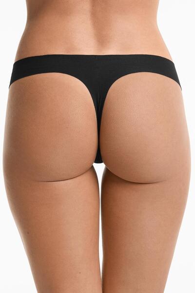 Oysho 3 invisible cotton blend thongs