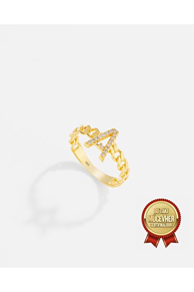 MEKS JEWELS 14 Ayar Altın Kişiye Özel Harfli Örme Yüzük