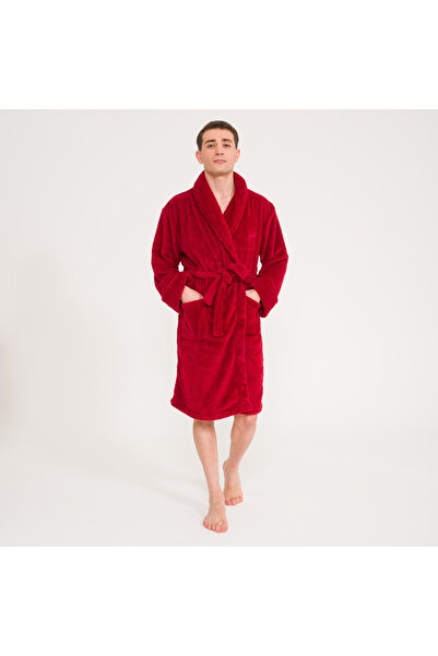 Miespiga Shawl Collar Welsoft Claret Red Fleece Dressing Gown Family Set
