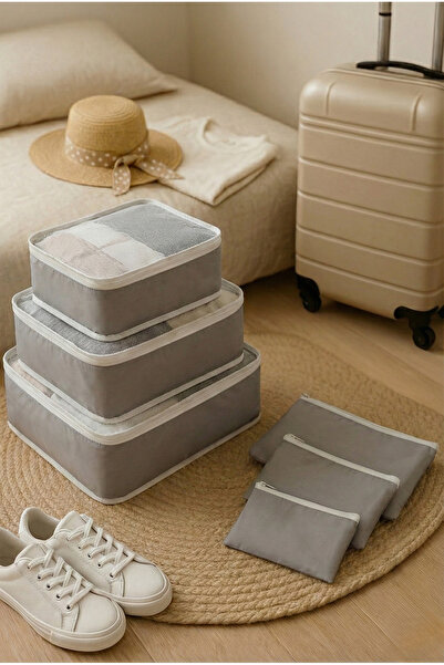 Textia Home منظم حقائب رمادي مكون من 6 قطع، منظم داخل الحقيبة، حقيبة الأم وال...