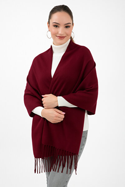 sç Saraçoğlu Çanta Unisex Soft Tassel Cashmere Textured Scarf Shawl |   Trend Colors (50 X 185)