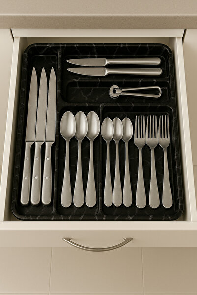 VERRA CONCEPT 2-Piece Marble Look Spoon Rest with Slide, 6+4 Compartments, 36X31