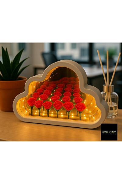 Store El Yapımı Büyük Boy Bulut Gece Lambası Lale Desenli