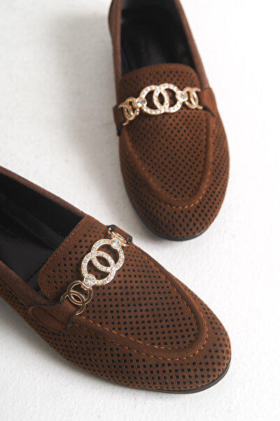 MARSEDO حذاء Andra النسائي بإبزيم ومقدمة مستديرة للاستخدام اليومي باللون البني