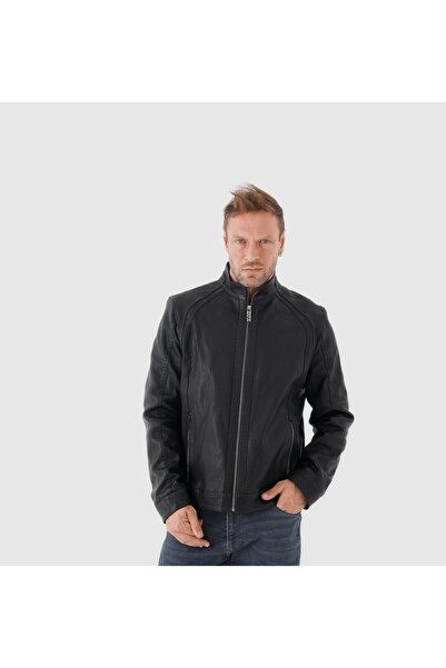 TOGO Siyah Jumbo Hakiki Deri Erkek Deri Mont [810037]