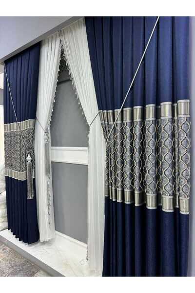 ISSA PERDE Issa Pano Fon Perde Lacivert Gümüş (((tek Kanat)))(sık Pıle)(en 10...