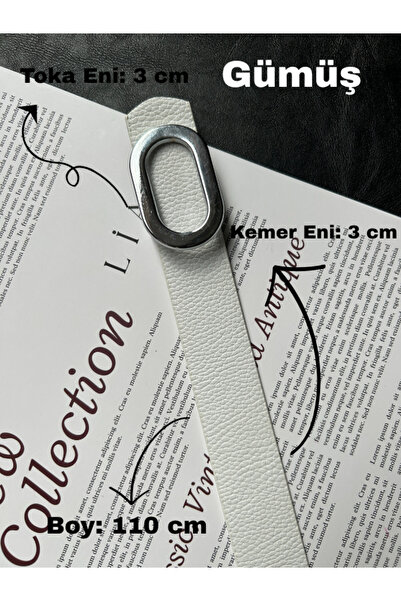 LİA KEMER 7-Piece Let O Letter Patterned Women's Silver Buckle Belt Jacket Belt Dress Belt Trouser Belt