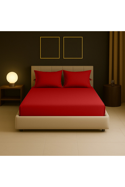 Sabia 100% Cotton 62 Thread Count 160X200 cm +37 cm Height Suitable Double Size Fitted Sheet Set