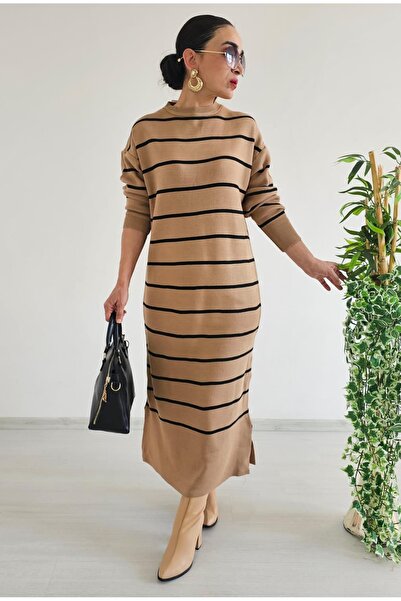 6 butik altı üstü butik Prugasto Full Sa likrom Pletena haljina