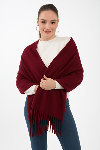 sç Saraçoğlu Çanta Unisex Soft Tassel Cashmere Textured Scarf Shawl |   Trend Colors (50 X 185)