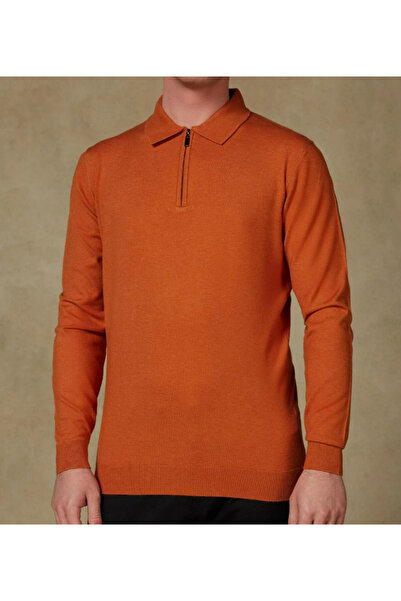 Abbate Claro Трикотажна тканина з бавовняною домішкою Сучасний крій Помаранчевий Поло-комір Чоловічий Прямий трикотаж