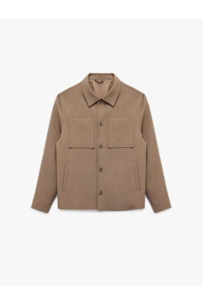 Koton Μακρυμάνικο πουκάμισο με λεπτομέρεια τσέπης με κουμπιά γιακά εφαρμοστό ελαφρύ Μπουφάν