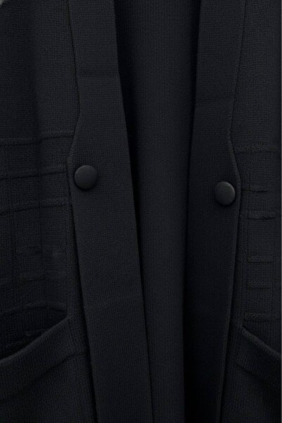 YusGos Women's Hijab Button Detailed Below-Knee Double Pocket Mother Cardigan