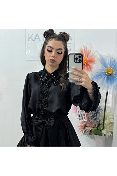 KATYDEA STORE Special shirt with accessorized collar MAYA