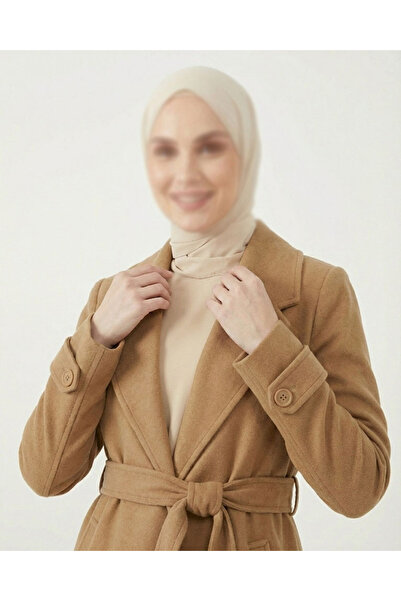 dcn giyim 1985 Women's Belted Coat Manto-1299