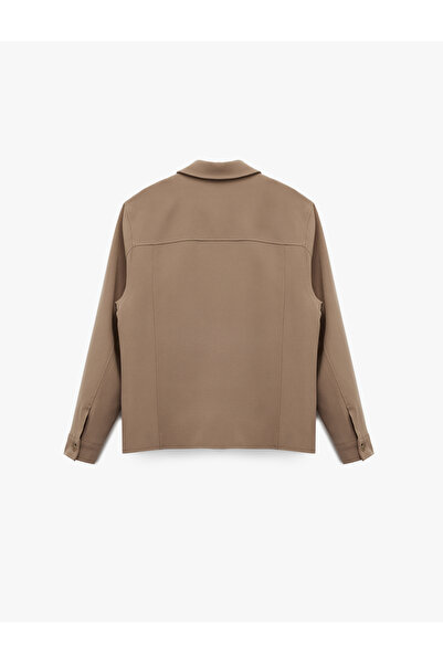 Koton Μακρυμάνικο πουκάμισο με λεπτομέρεια τσέπης με κουμπιά γιακά εφαρμοστό ελαφρύ Μπουφάν