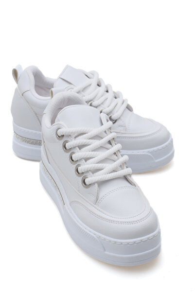 Solo Bag Women's Hidden Wedge Heeled White Sports Shoes