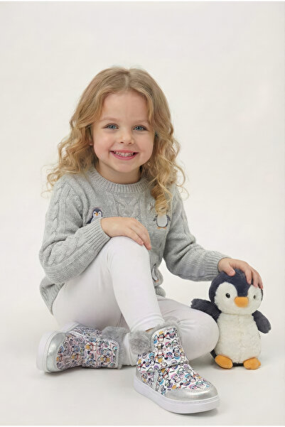 PİNGU حذاء لتقويم العظام بنعل خفيف مطبوع من الفرو للفتيات (22-30 رقم)