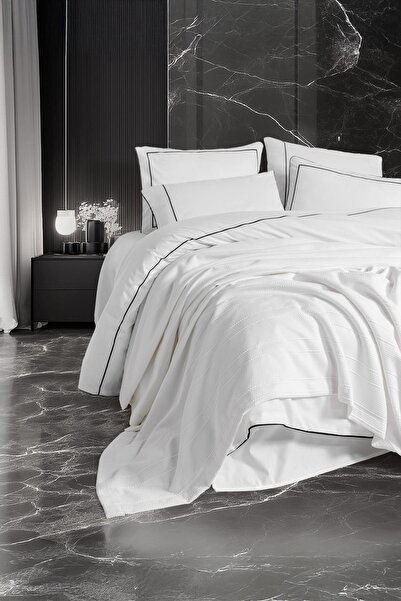 Cotton Box Classic Çeyizlik Çift Kişilik Pikeli Nevresim Takımı Mahur Beyaz