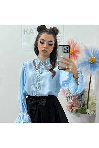 KATYDEA STORE Special shirt with accessorized collar MAYA