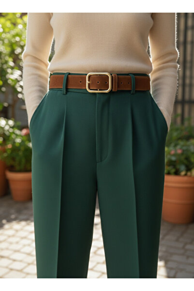 CSR AKSESUAR Gold Buckle Suede Tan Belt